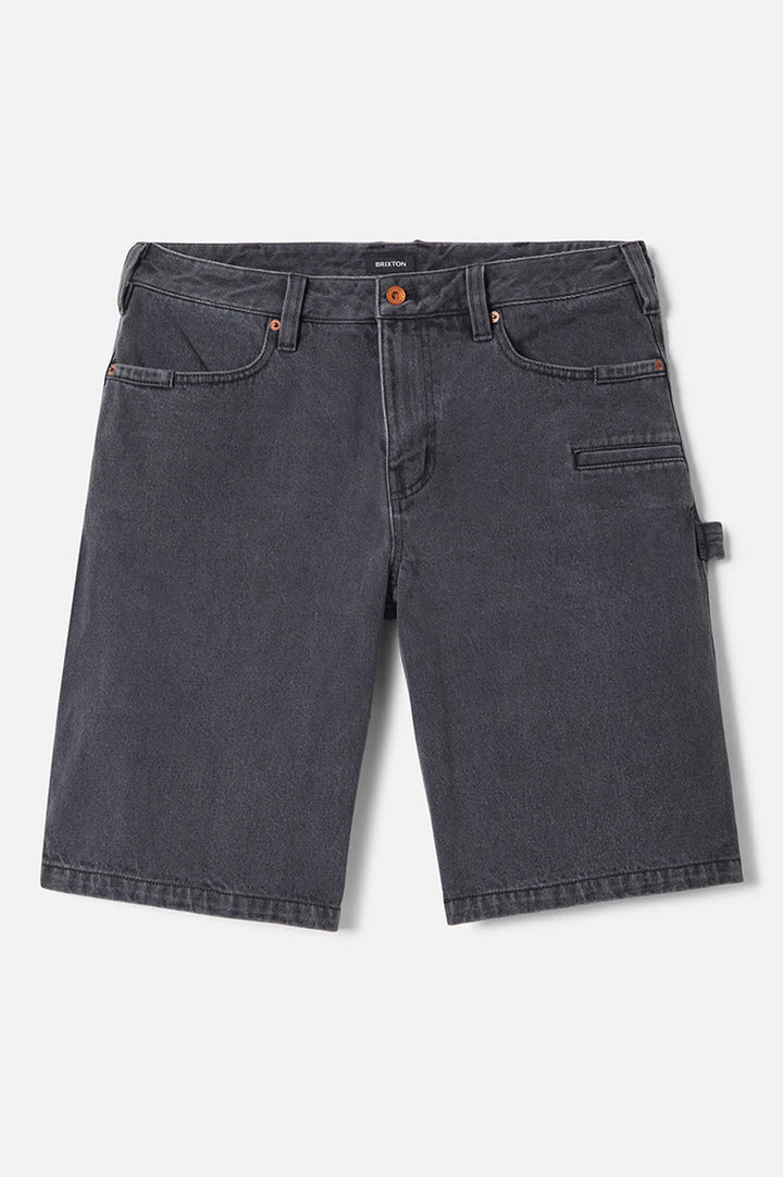 Brixton Men's Builders Carpenter Baggy Short - Washed Black Denim - Sun Diego Boardshop