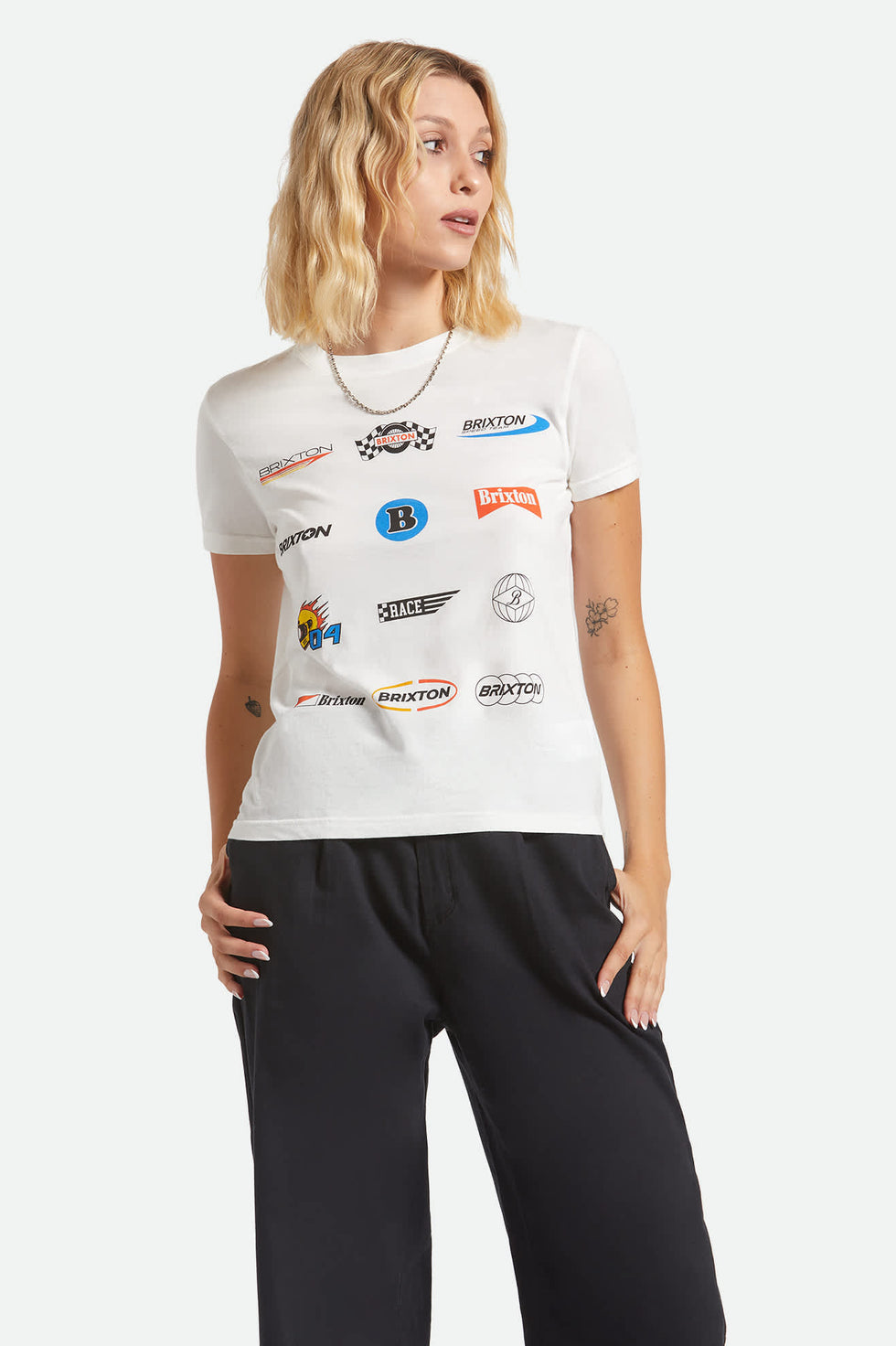 Brixton Racing Patches Crew T-Shirt - Off White - Sun Diego Boardshop