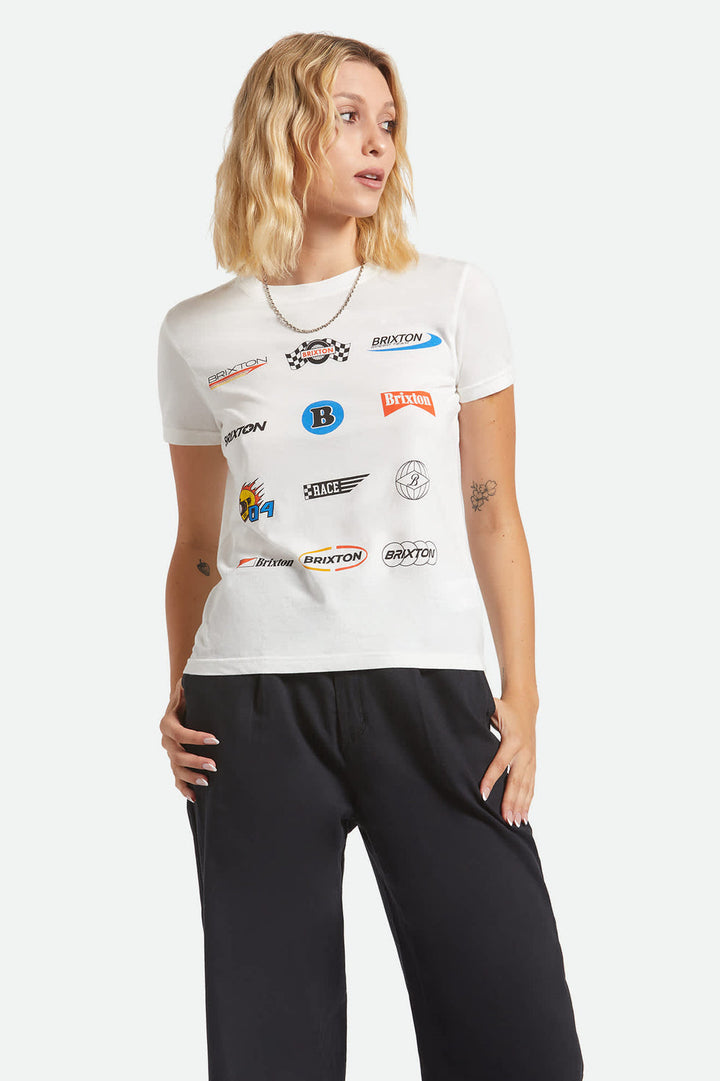 Brixton Racing Patches Crew T-Shirt - Off White - Sun Diego Boardshop