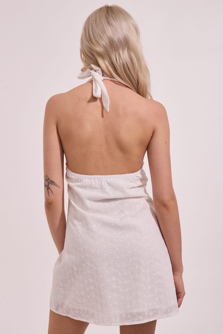 Rhythm Rosetta Halter Mini Dress - WHITE - Sun Diego Boardshop