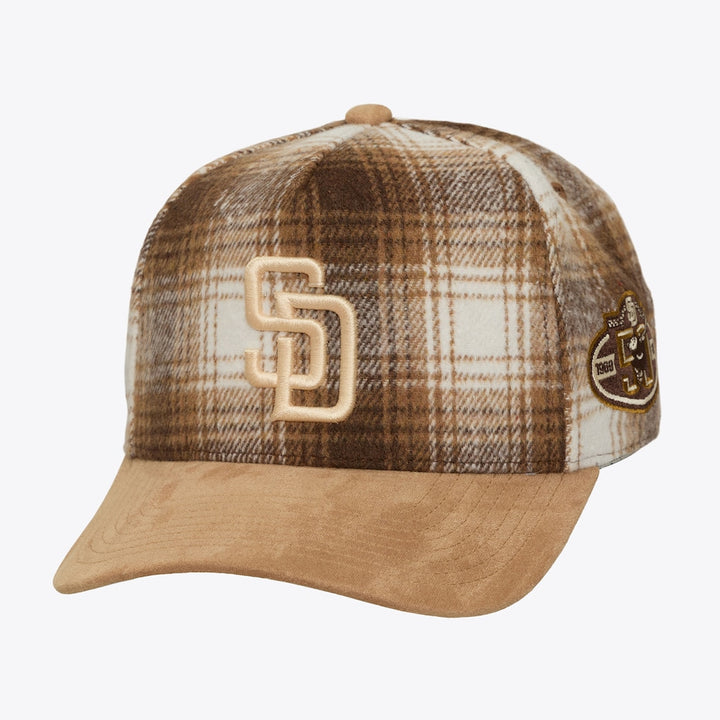 Mitchell & Ness San Diego Padres Plaid Out Pro Pinch Snapback Hat - Brown - Sun Diego Boardshop