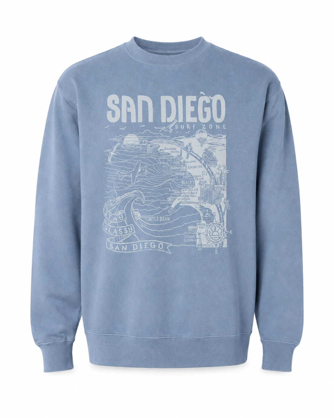 SunDiego Women's San Diego Map Crewneck - Slate
