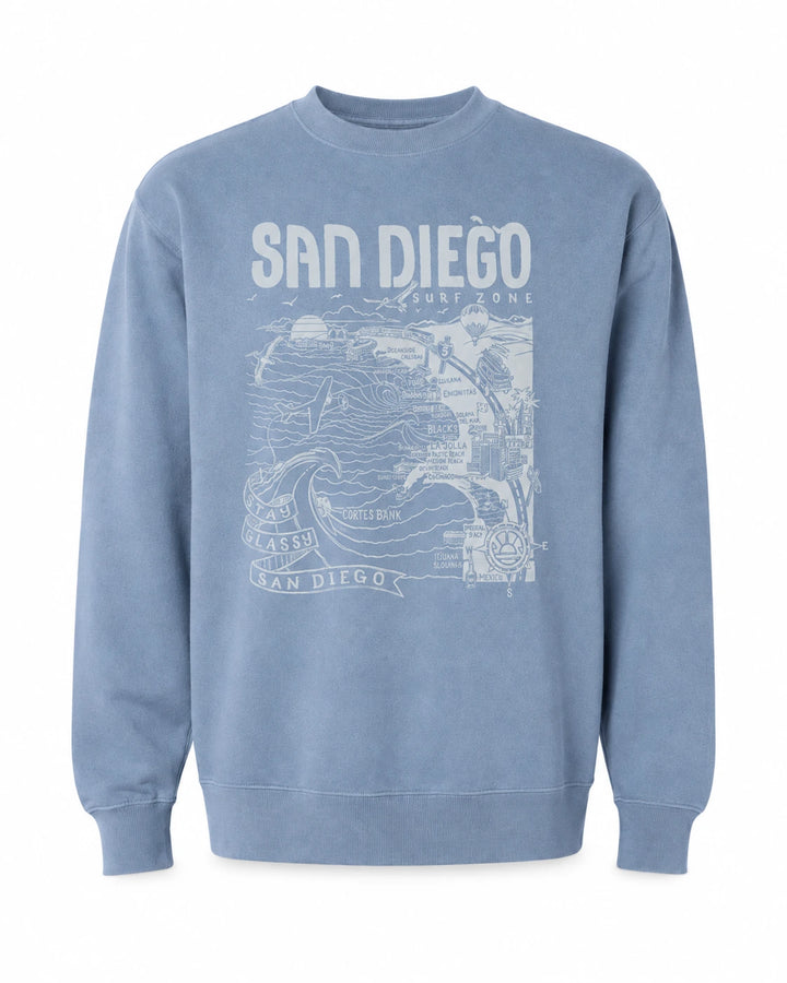 SunDiego Women's San Diego Map Crewneck - Slate