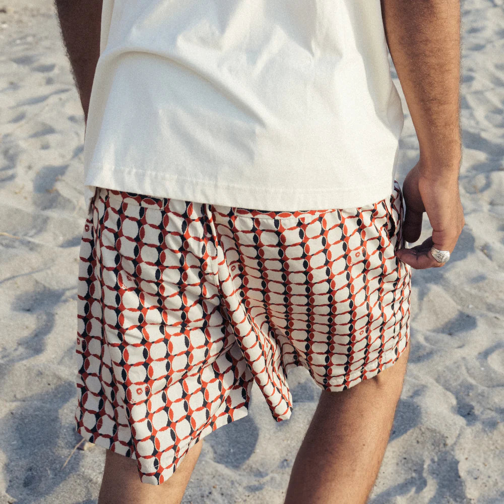 Malbon Lattice Nylon Short- Red - Sun Diego Boardshop