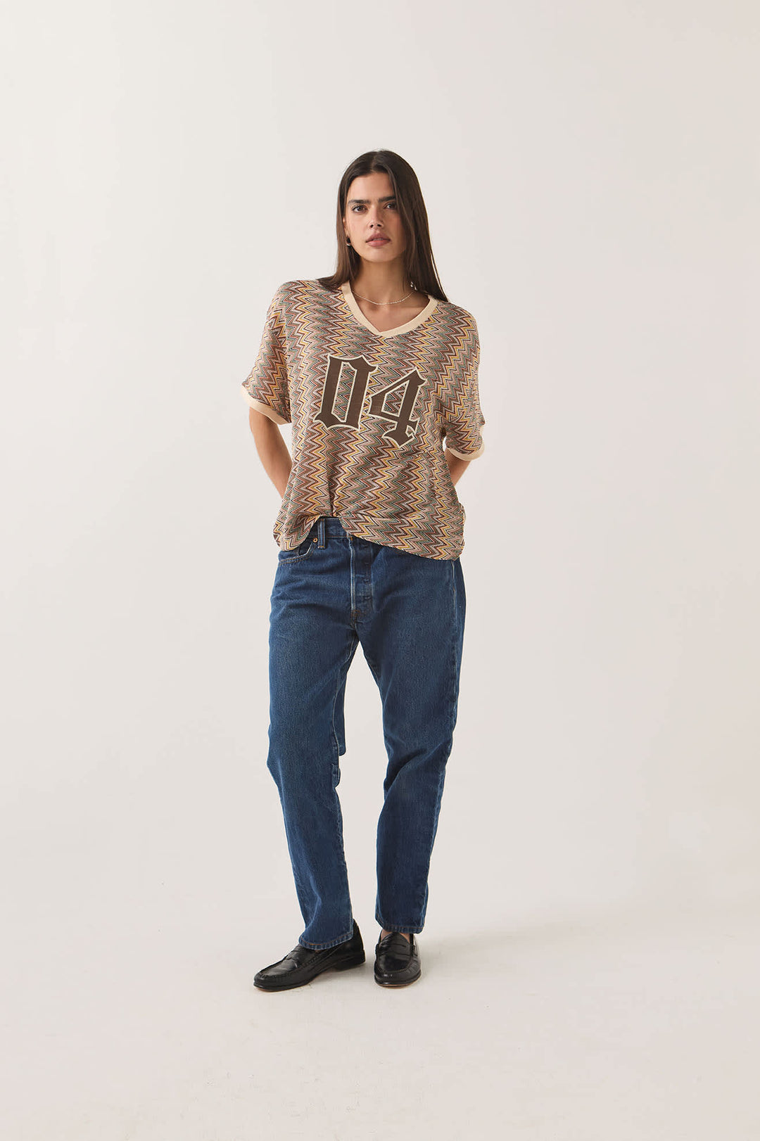 Brixton Women's Football Oversized Mesh Jersey - Multi Color Zigzag - Sun Diego Boardshop