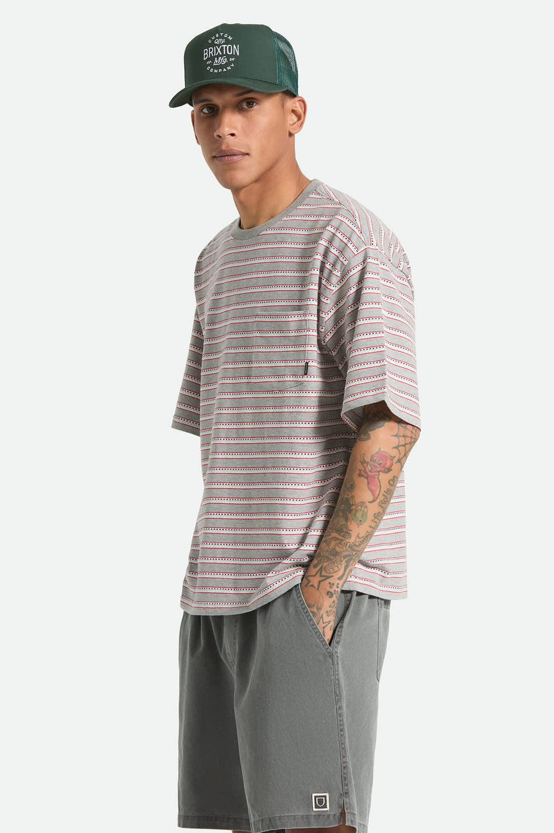Brixton Men's Poolside Pique Box Crop T-Shirt - Heather Grey - Sun Diego Boardshop