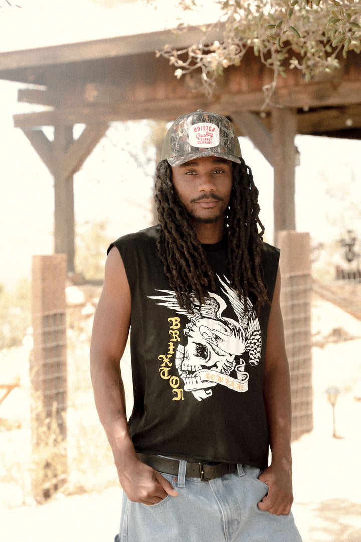 Brixton Men's Wolcott Worn In Boxy Muscle Tank - Black - Sun Diego Boardshop