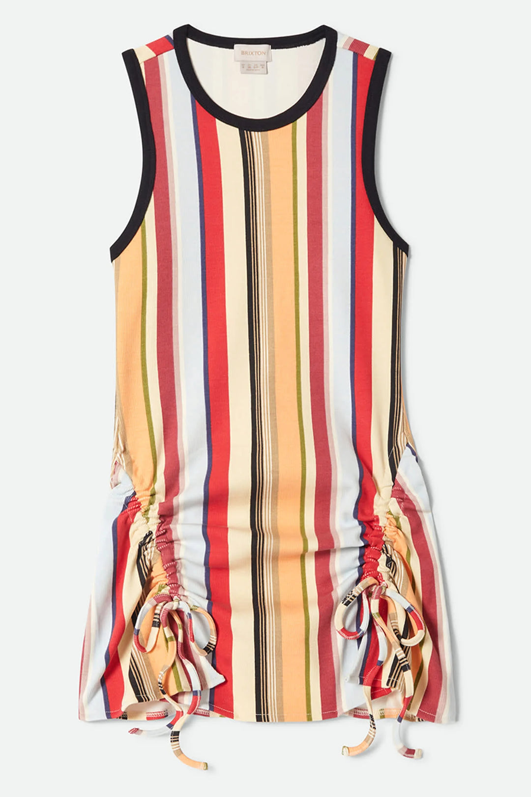 Brixton Women's Ribbed Cinch Mini Dress - Peach Cobbler Multi Stripe - Sun Diego Boardshop