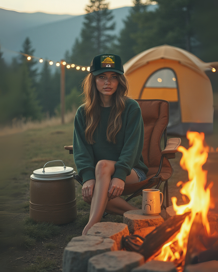 Friday Feeling Stay Wild Trucker Hat - Emerald Green