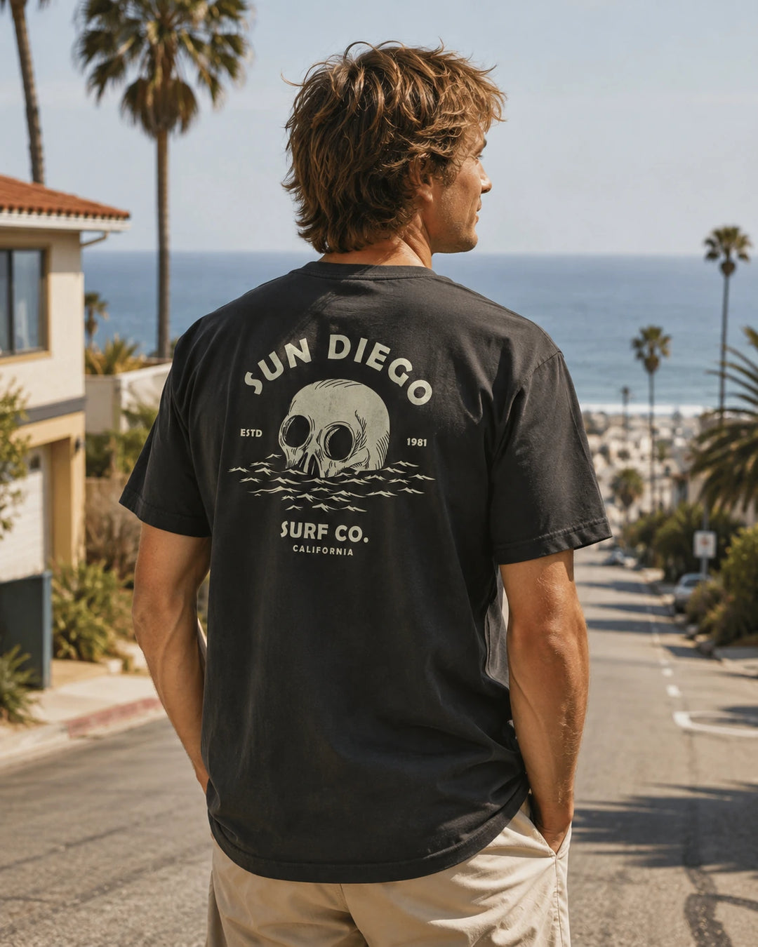 SunDiego Men's Deathwave Oversized Box Tee - Vintage Black - Sun Diego Boardshop