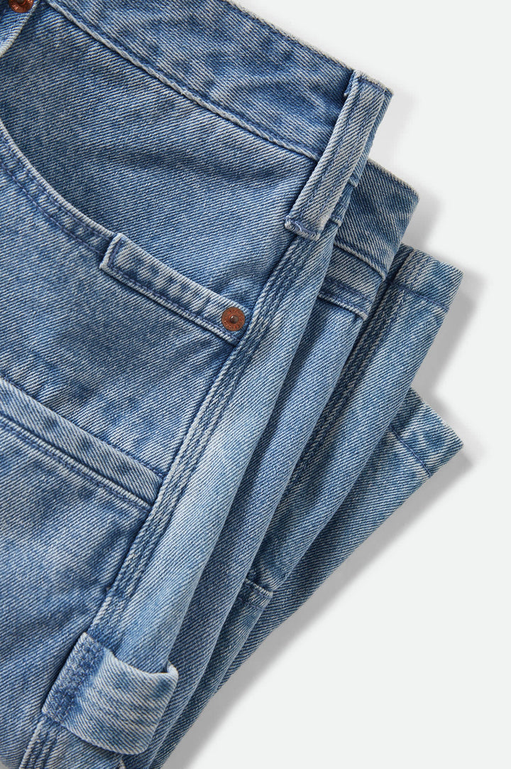 Brixton Men's Builders Carpenter Baggy Short - Washed Blue Denim - Sun Diego Boardshop