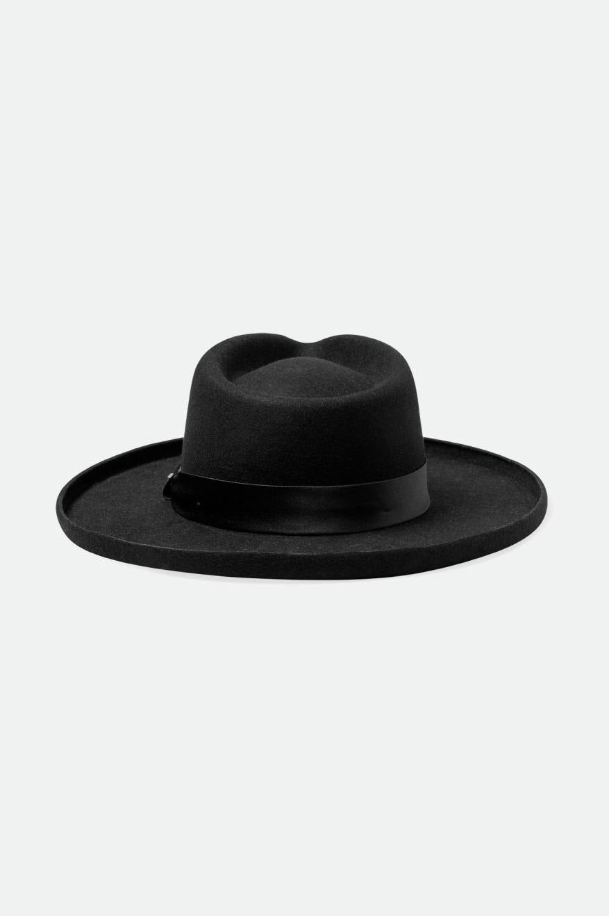 Victoria Felt Fedora - Black/Black Satin - Sun Diego Boardshop