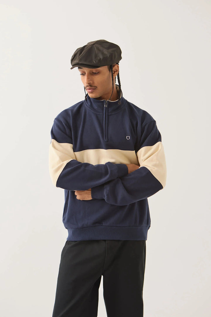 Brixton Men's Danville Quarter Zip Fleece - Navy/Whitecap - Sun Diego Boardshop