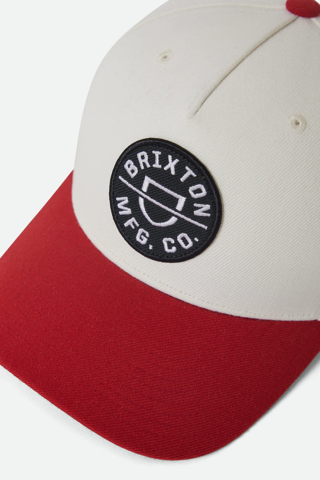 Brixton Crest Netplus Snapback - Off White/Adrenaline Rush