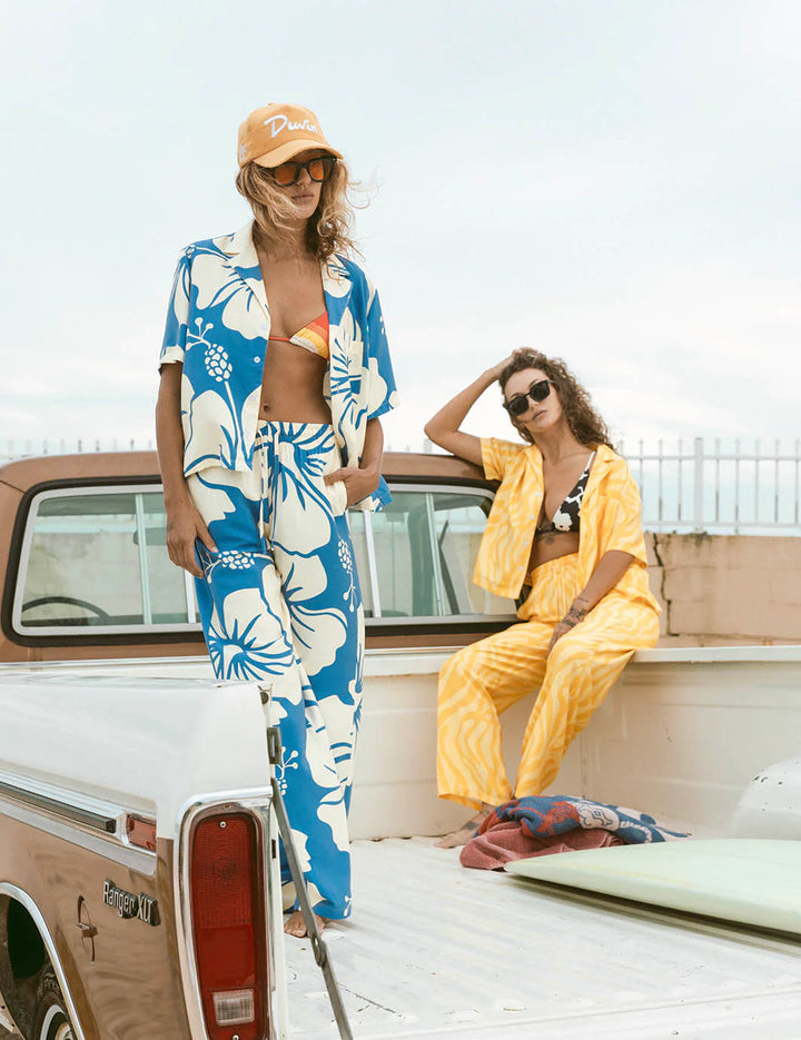 Duvin Women TROUBLE IN PARADISE CROP BUTTONUP - BLUE - Sun Diego Boardshop