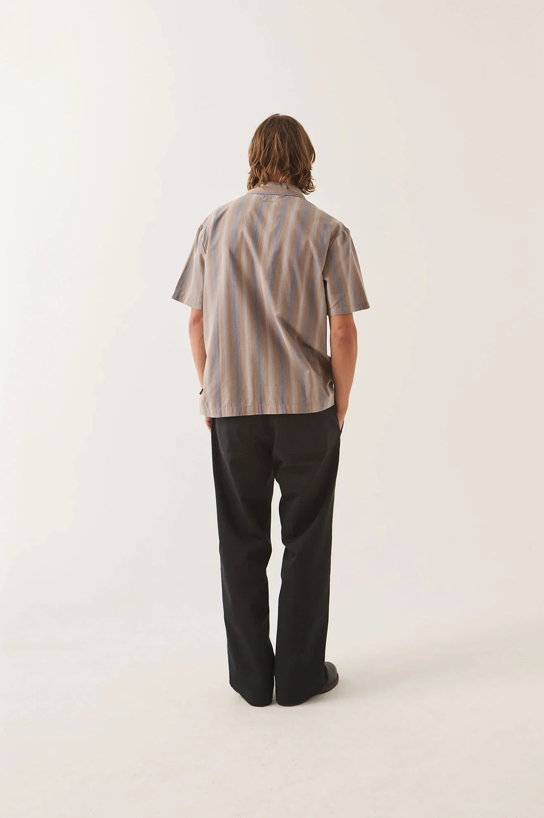 Brixton Men's Cru Shirt - Charcoal Shadow Stripe - Sun Diego Boardshop