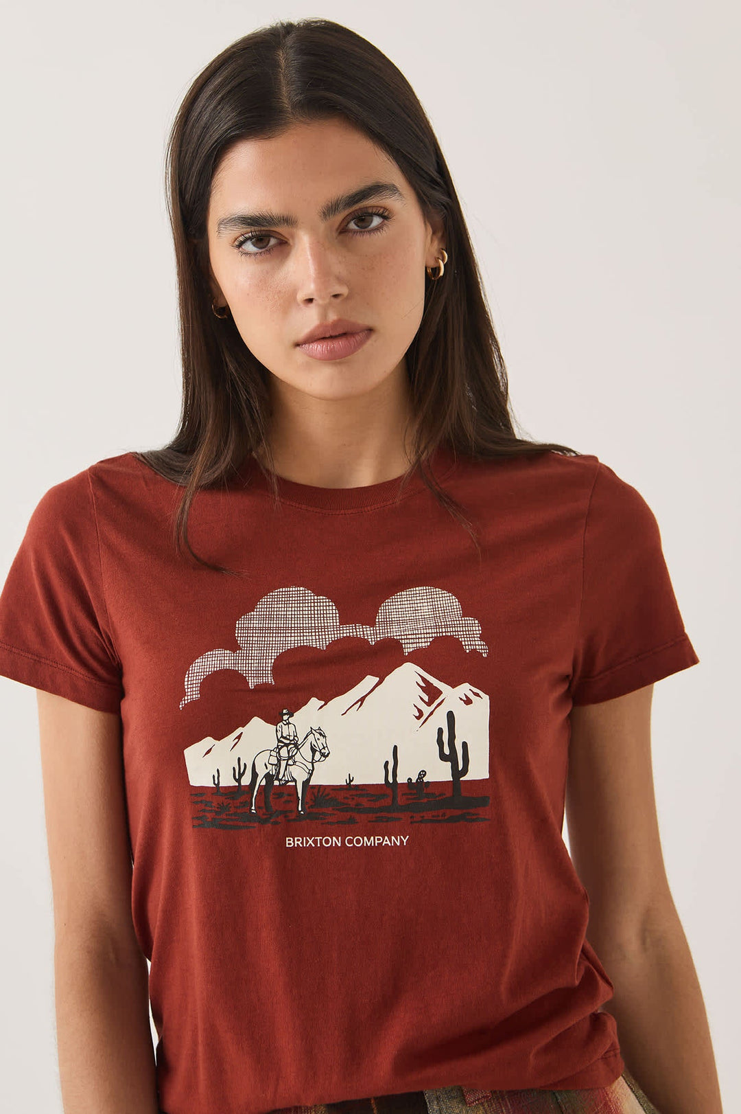 Brixton Women's Great Springs Slim Crew T-Shirt - Dark Brick - Sun Diego Boardshop