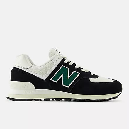 New Balance 574 - BLACK/WHITE/MARSH GREEN - Sun Diego Boardshop