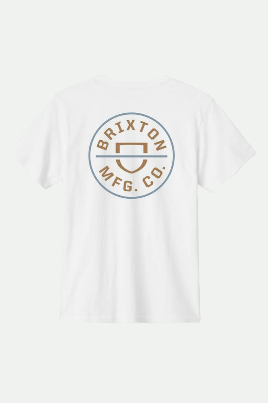 Brixton Crest II S/S Standard T-Shirt - WHITE/LIGHT BROWN/SLATE - Sun Diego Boardshop