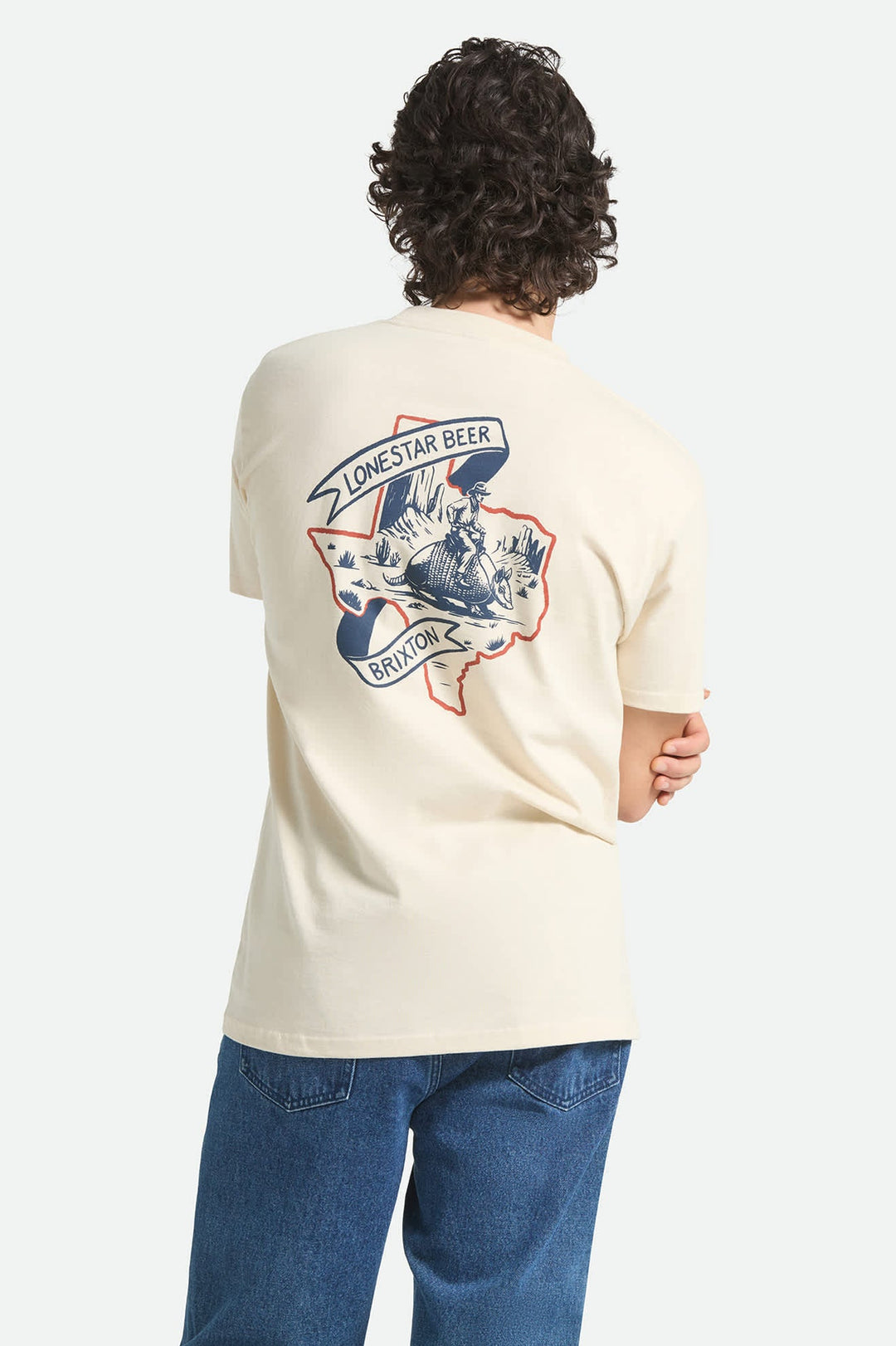 Brixton Men's Lone Star Armadillo Short Sleeve Standard T-Shirt - Cream - Sun Diego Boardshop