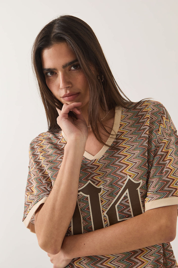 Brixton Women's Football Oversized Mesh Jersey - Multi Color Zigzag - Sun Diego Boardshop