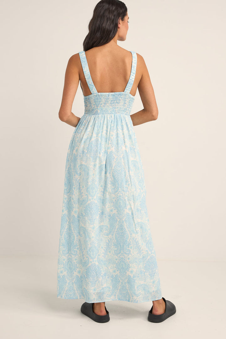 Rhythm Jean Paisley Maxi Dress - BLUE - Sun Diego Boardshop