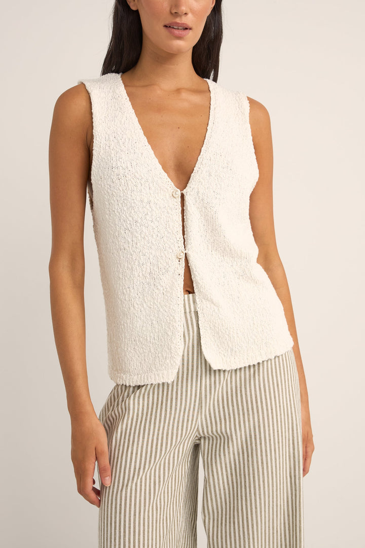 Rhythm Adele Longline Knit Vest - WHITE - Sun Diego Boardshop