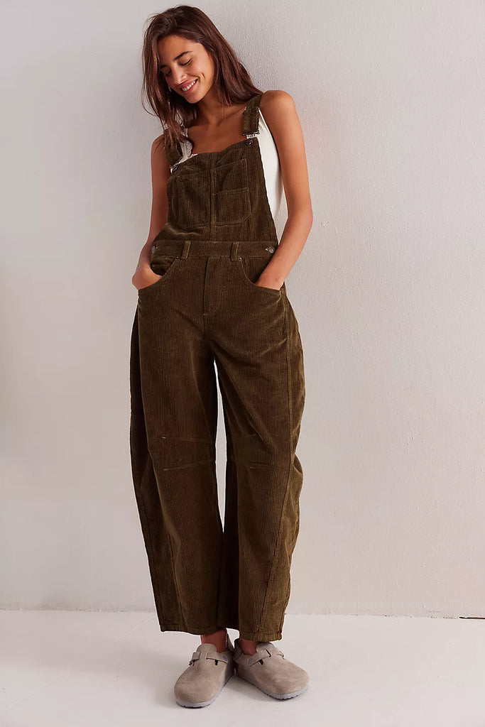 Free People We The Free Good Luck Cord Overalls - FIR GREEN – Sun