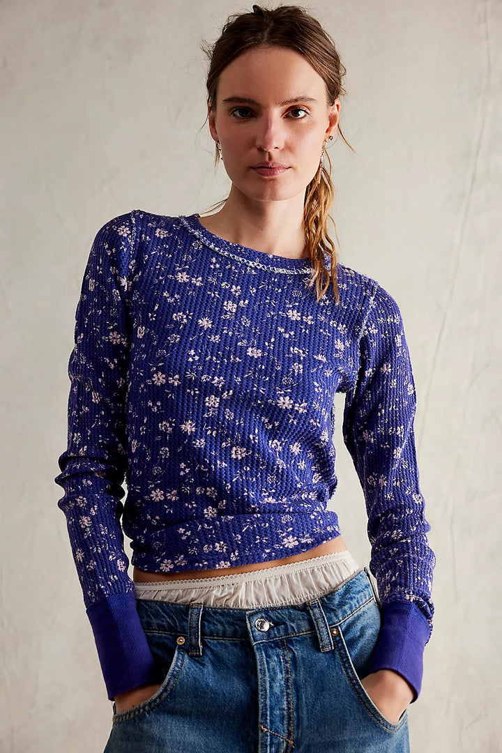 Free People We The Free Pretty Little Thermal - NAVY COMBO - Sun Diego Boardshop