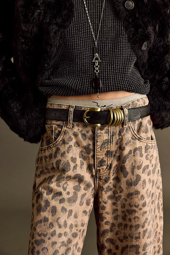 Free People We The Free Good Luck Printed Barrel Jeans - Brown Sugar Combo - Sun Diego Boardshop