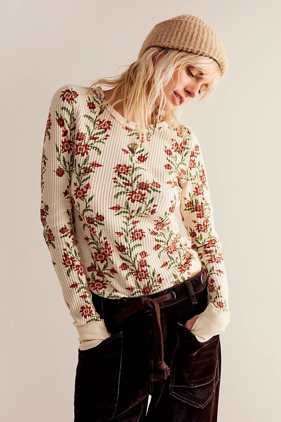 Free People We The Free Pretty Little Thermal - Sand Combo Folk Vine - Sun Diego Boardshop