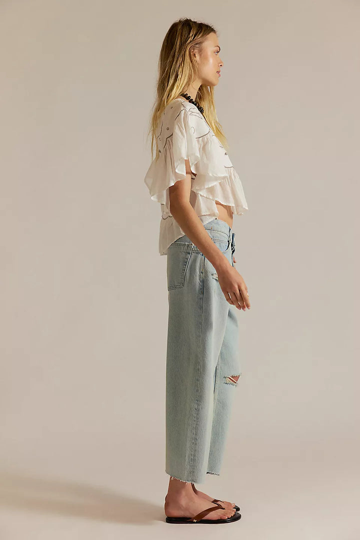 Free People We The Free Deep Trance Dropped Boyfriend Jeans - Bleached Out - Sun Diego Boardshop