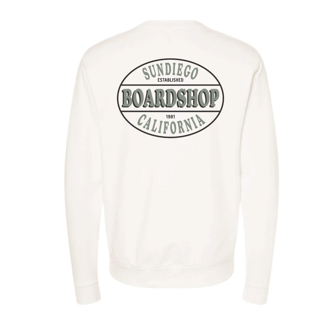 Sun Diego SDBSCA Crewneck - BONE/OLIVE - Sun Diego Boardshop