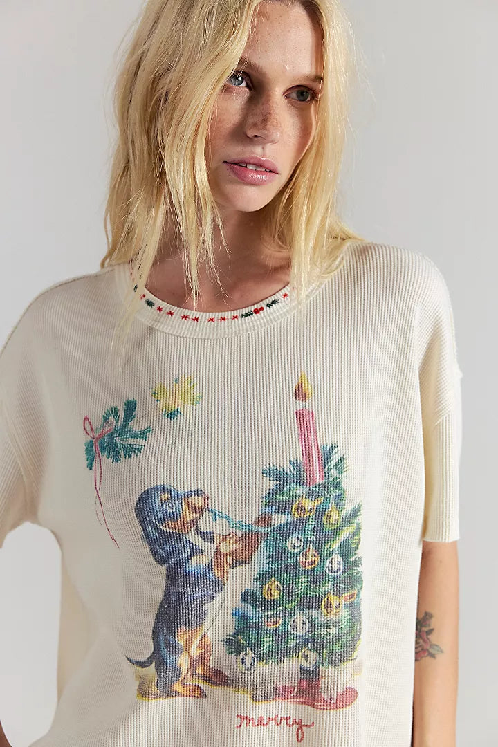Free People Merry Meowy Tee - Ivory Combo - Sun Diego Boardshop