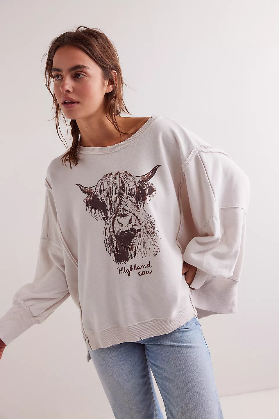 Free People We The Free Graphic Camden Pullover - Highland Cow Combo - Sun Diego Boardshop