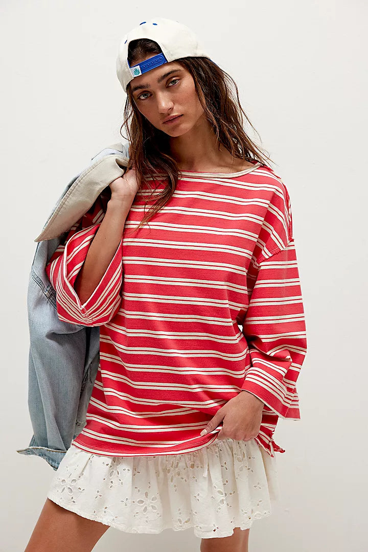 Free People We The Free C'Est La Vie Tee - Red Combo - Sun Diego Boardshop