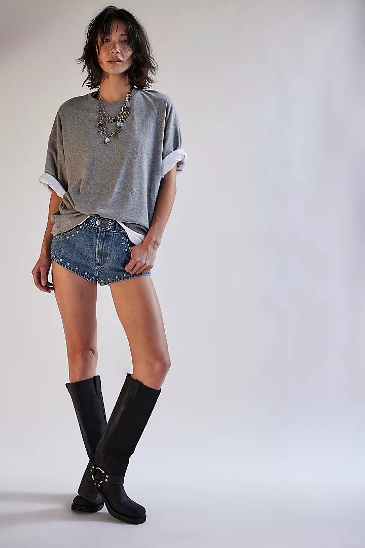 Free People We The Free Perfect Oversized Tee - Heather Grey - Sun Diego Boardshop