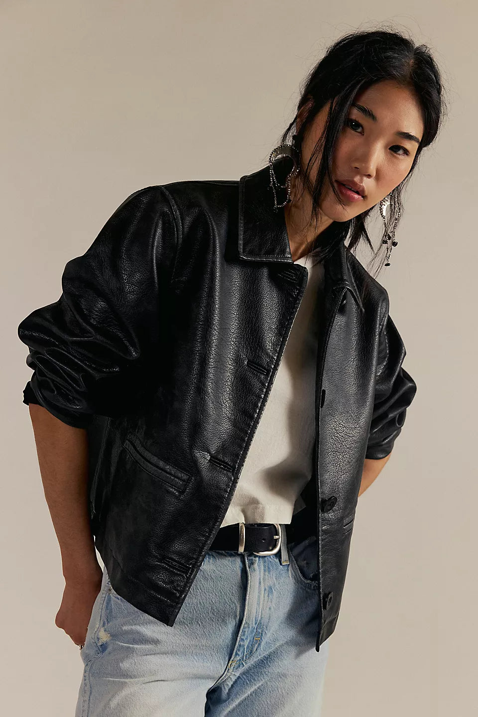Free People We The Free Hera Vegan Leather Jacket - Black - Sun Diego Boardshop