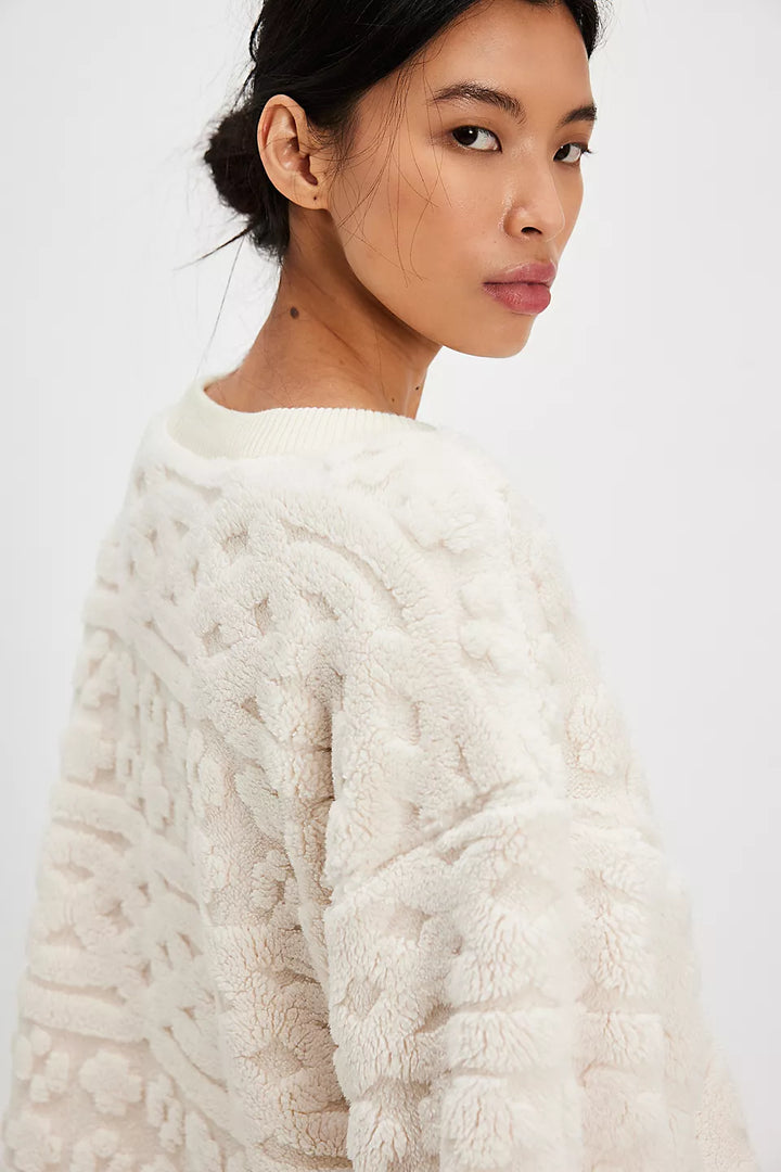 Free People Cable Knit Sweatshirt - IVORY COMBO - Sun Diego Boardshop