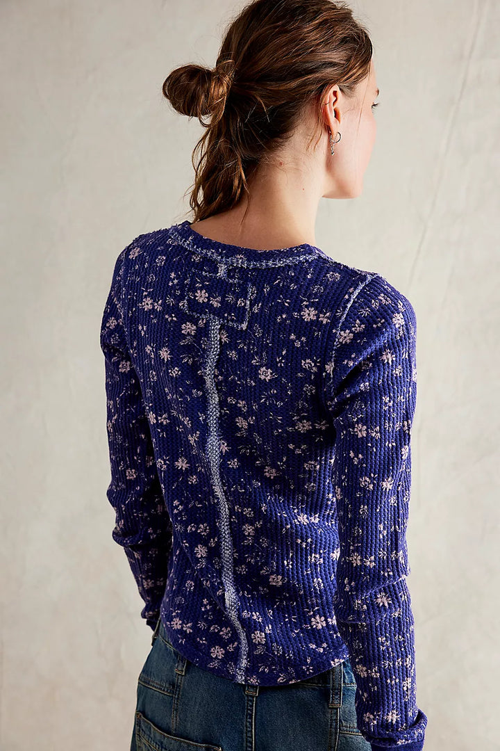 Free People We The Free Pretty Little Thermal - NAVY COMBO - Sun Diego Boardshop