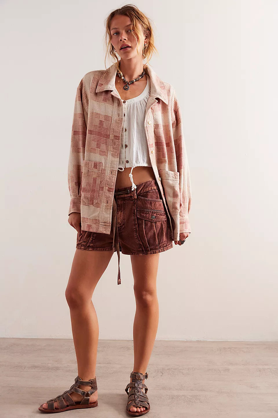 Free People We The Free Keep It Cozy Shirt - BERRY COMBO - Sun Diego Boardshop