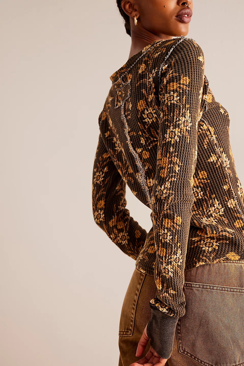 Free People We The Free Pretty Little Thermal - Black Combo Folk Vine - Sun Diego Boardshop