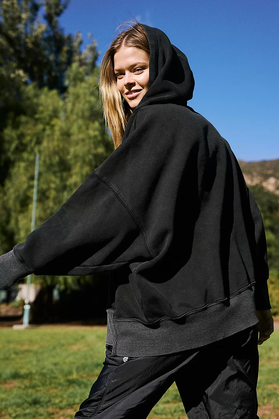 Free People Sprint To The Finish Hoodie - BLACK - Sun Diego Boardshop