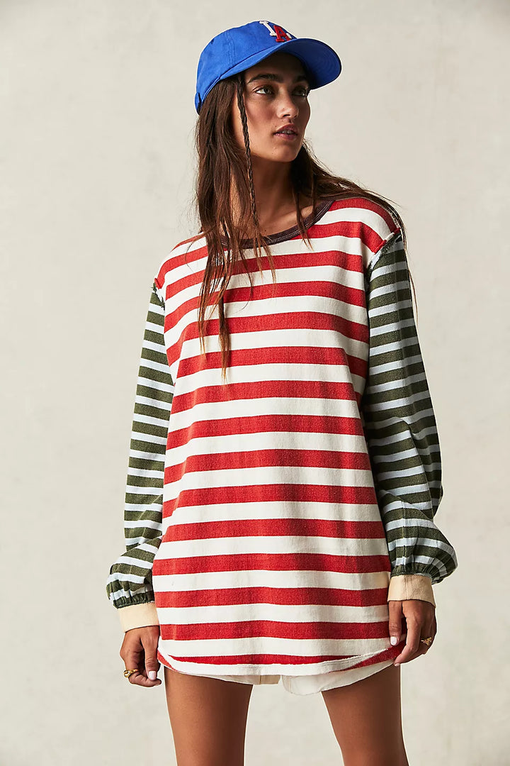 Free People Sawyer Stripe Tee - KELP - Sun Diego Boardshop