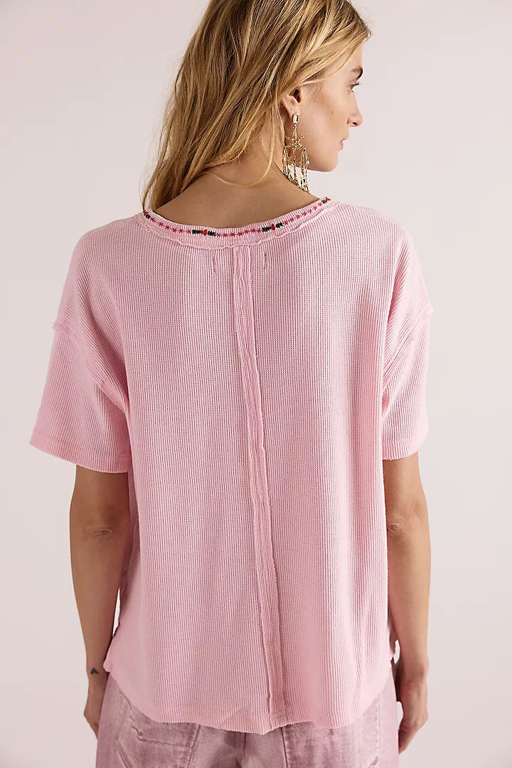 Free People Merry Meowy Tee - Pink Combo