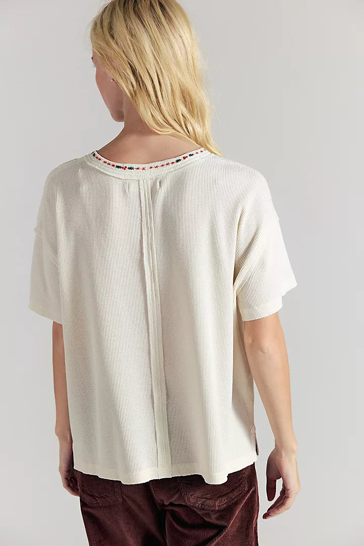 Free People Merry Meowy Tee - Ivory Combo