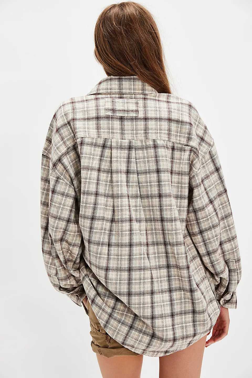 Free People We The Free Ashley Plaid Shirt - Ivory Combo - Krista - Sun Diego Boardshop