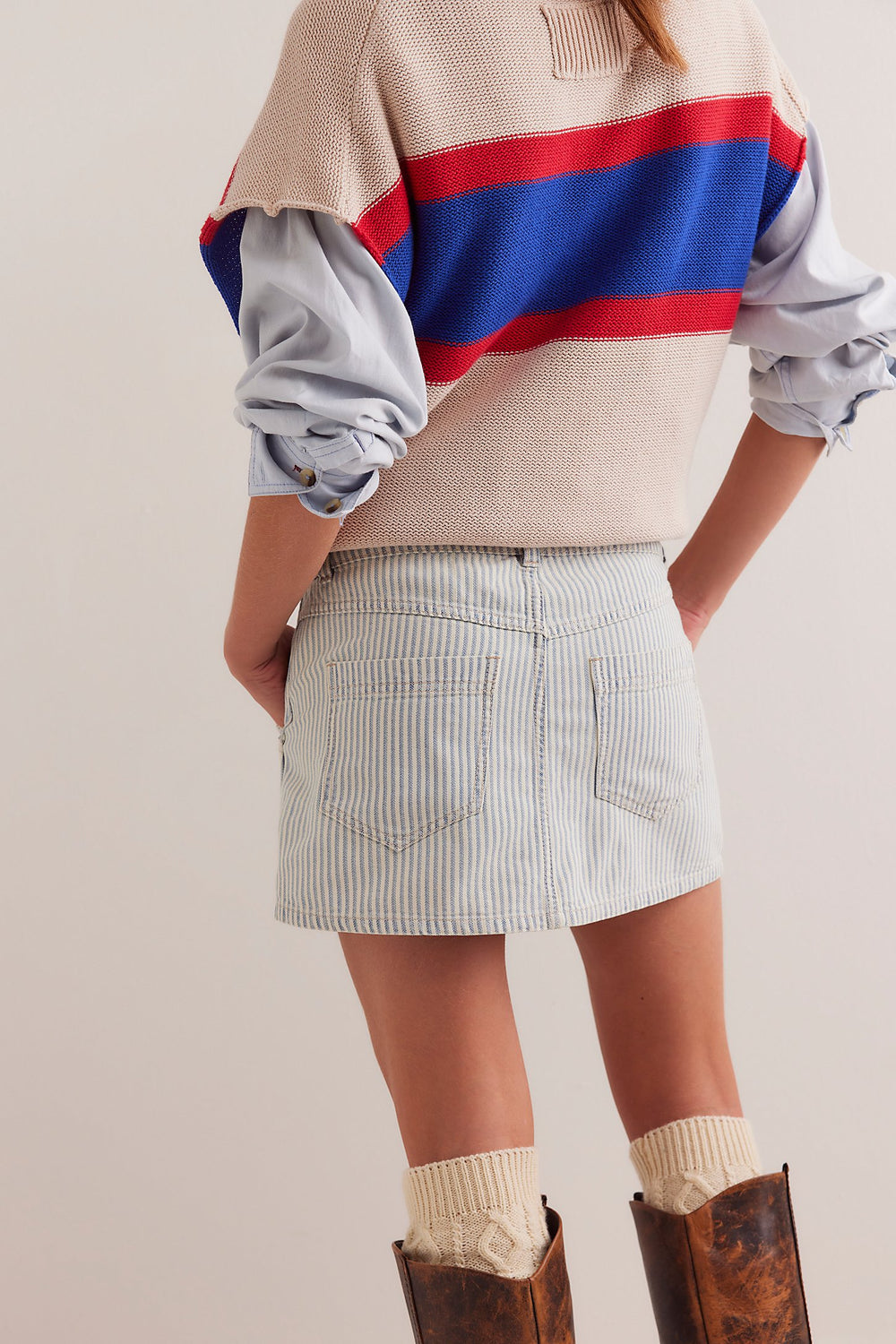 Free People We The Free Wynne Railroad Skirt - Indigo Railroad - Sun Diego Boardshop