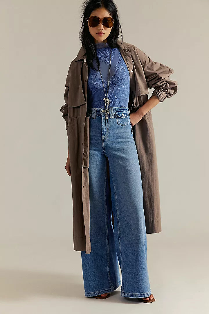 Free People We The Free Kellee High-Rise Palazzo Jeans - Plaza Blue - Sun Diego Boardshop