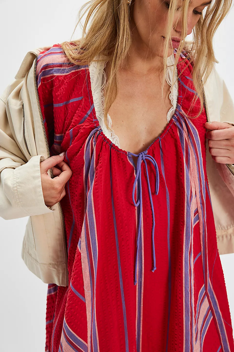 Free People Bop Around Romper - Seaside Stripe Red - Sun Diego Boardshop